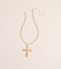 Ornate Edge Cross Pendant Necklace