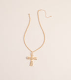 Ornate Edge Cross Pendant Necklace