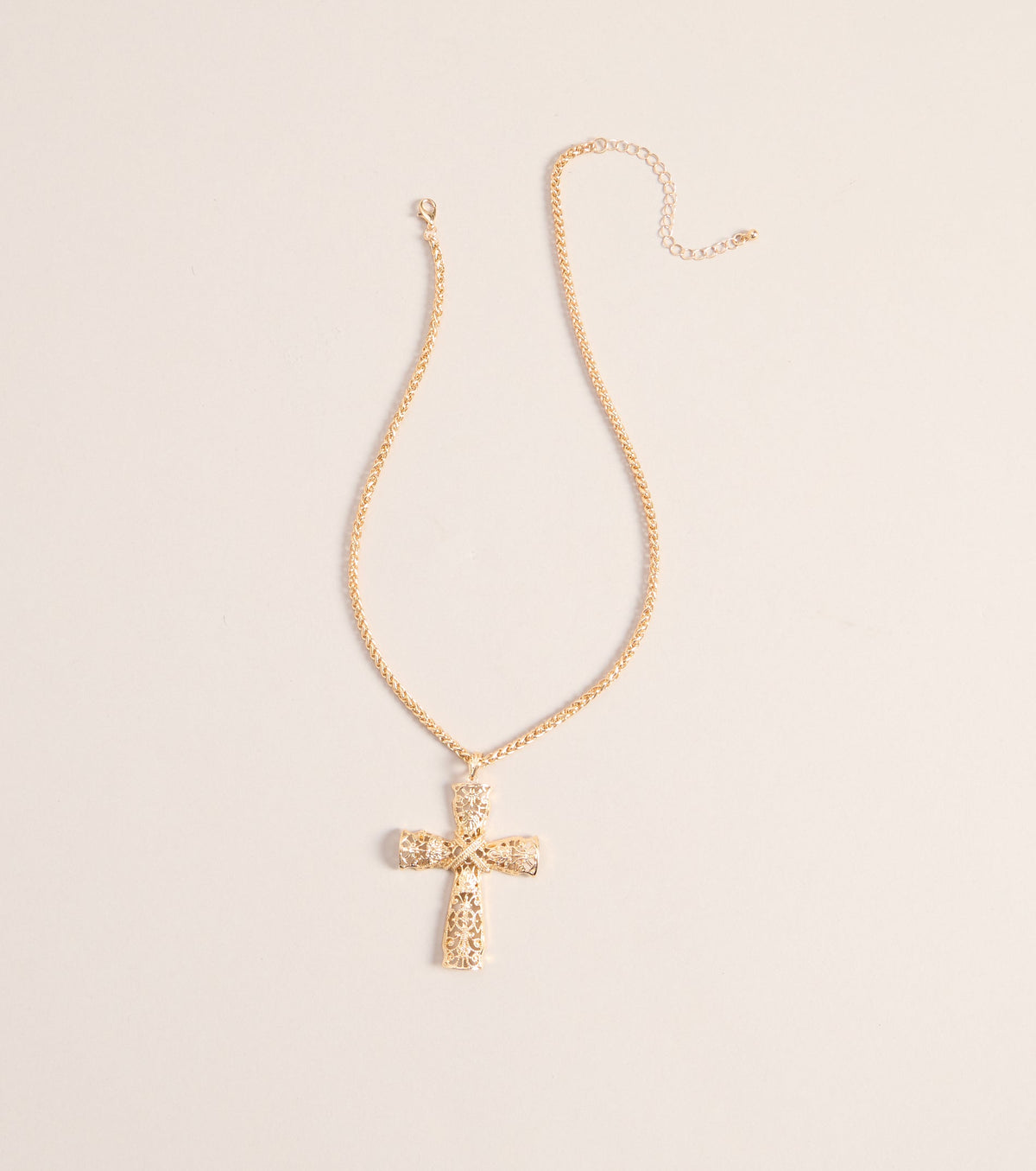 Ornate Edge Cross Pendant Necklace
