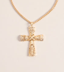 Ornate Edge Cross Pendant Necklace