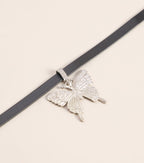 Edgy Shine Rhinestone Butterfly Choker Necklace