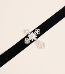 Cross My Heart Velvet Choker Necklace