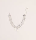 Glitzy Rhinestone Cross Chainmail Choker Necklace
