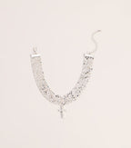 Glitzy Rhinestone Cross Chainmail Choker Necklace