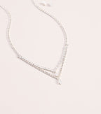 Glam Detail Cubic Zirconia Necklace And Earrings Set