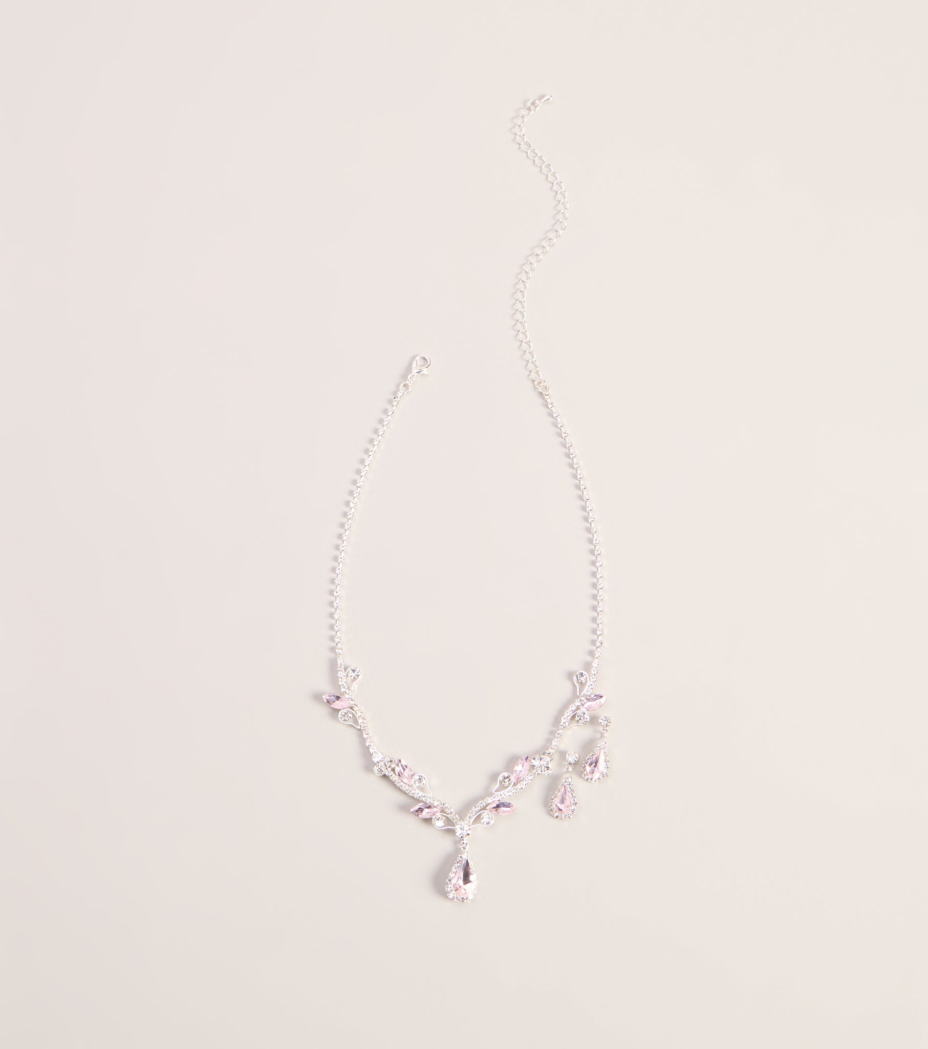 Radiant Cubic Zirconia Necklace And Earrings Set