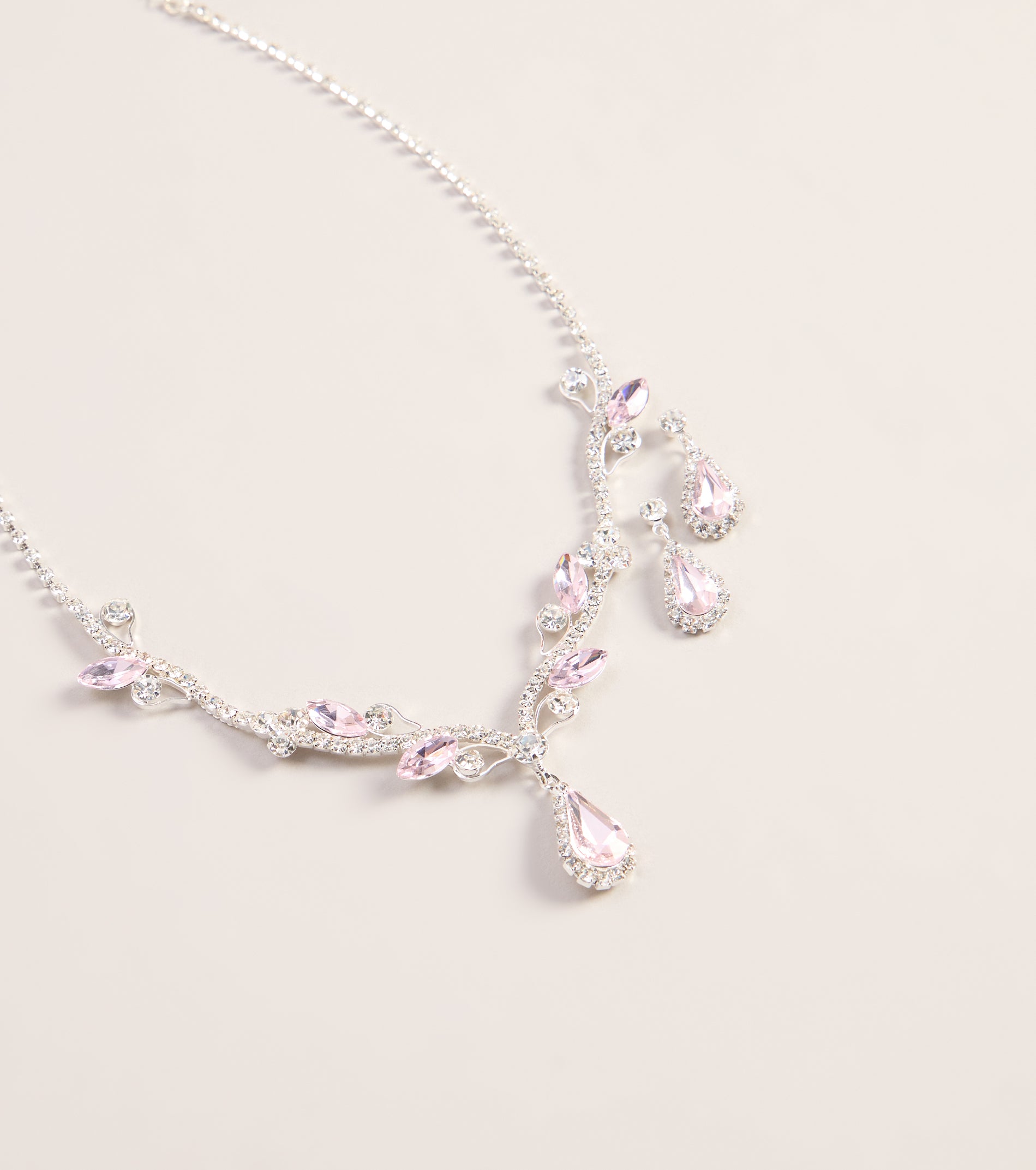 Radiant Cubic Zirconia Necklace And Earrings Set