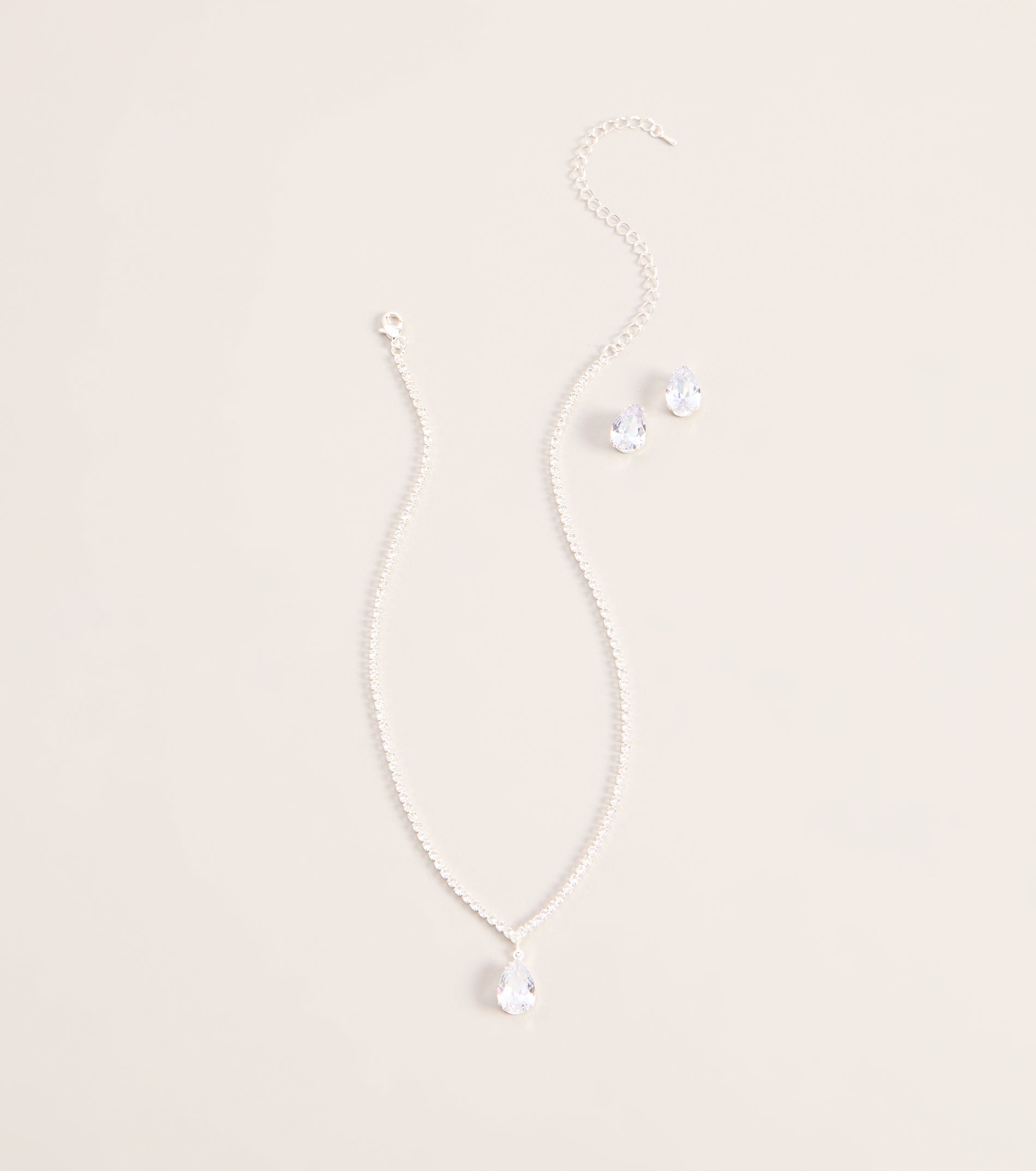 Teardrop Shine Necklace And Earrings Set