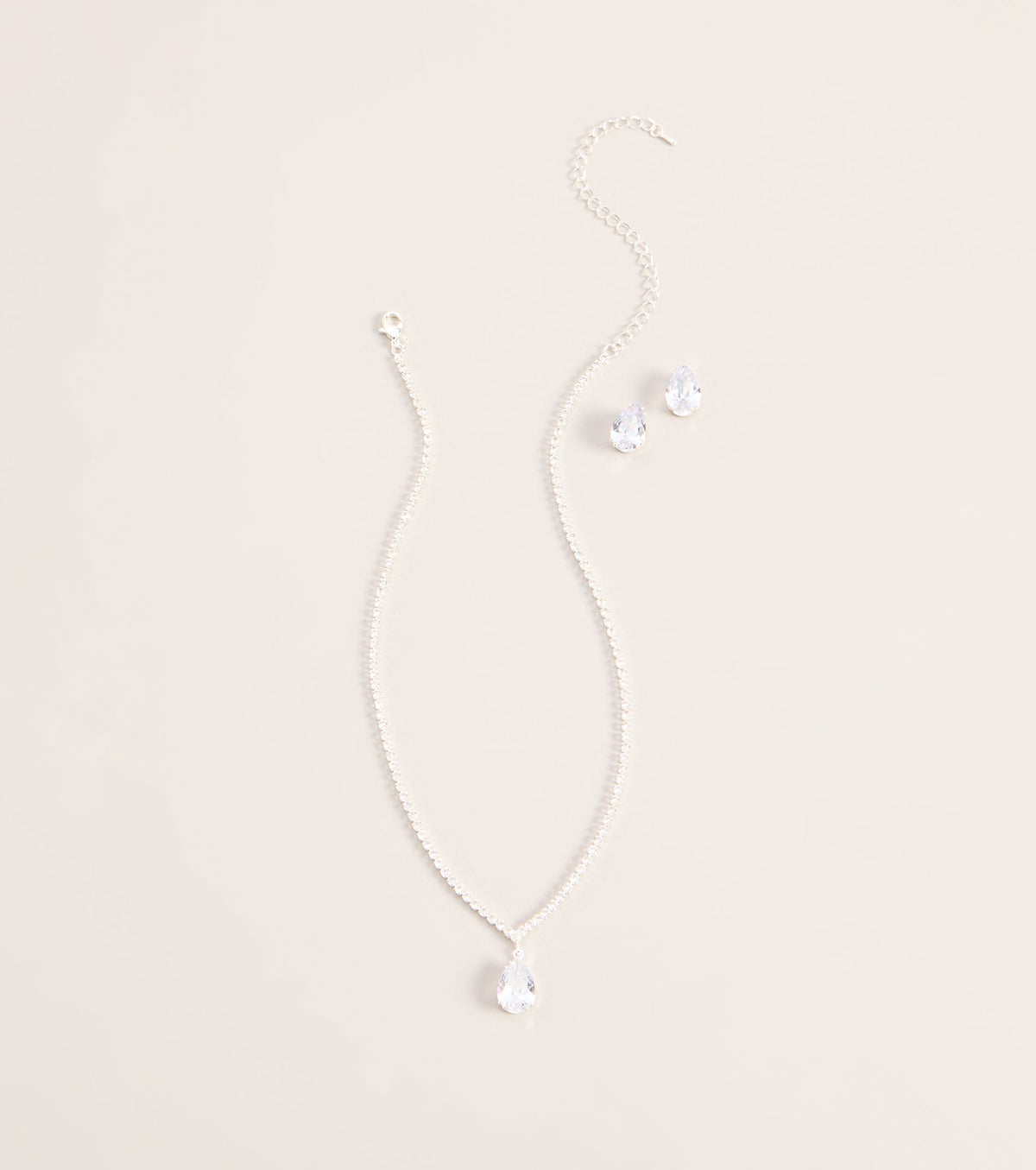 Teardrop Shine Necklace And Earrings Set