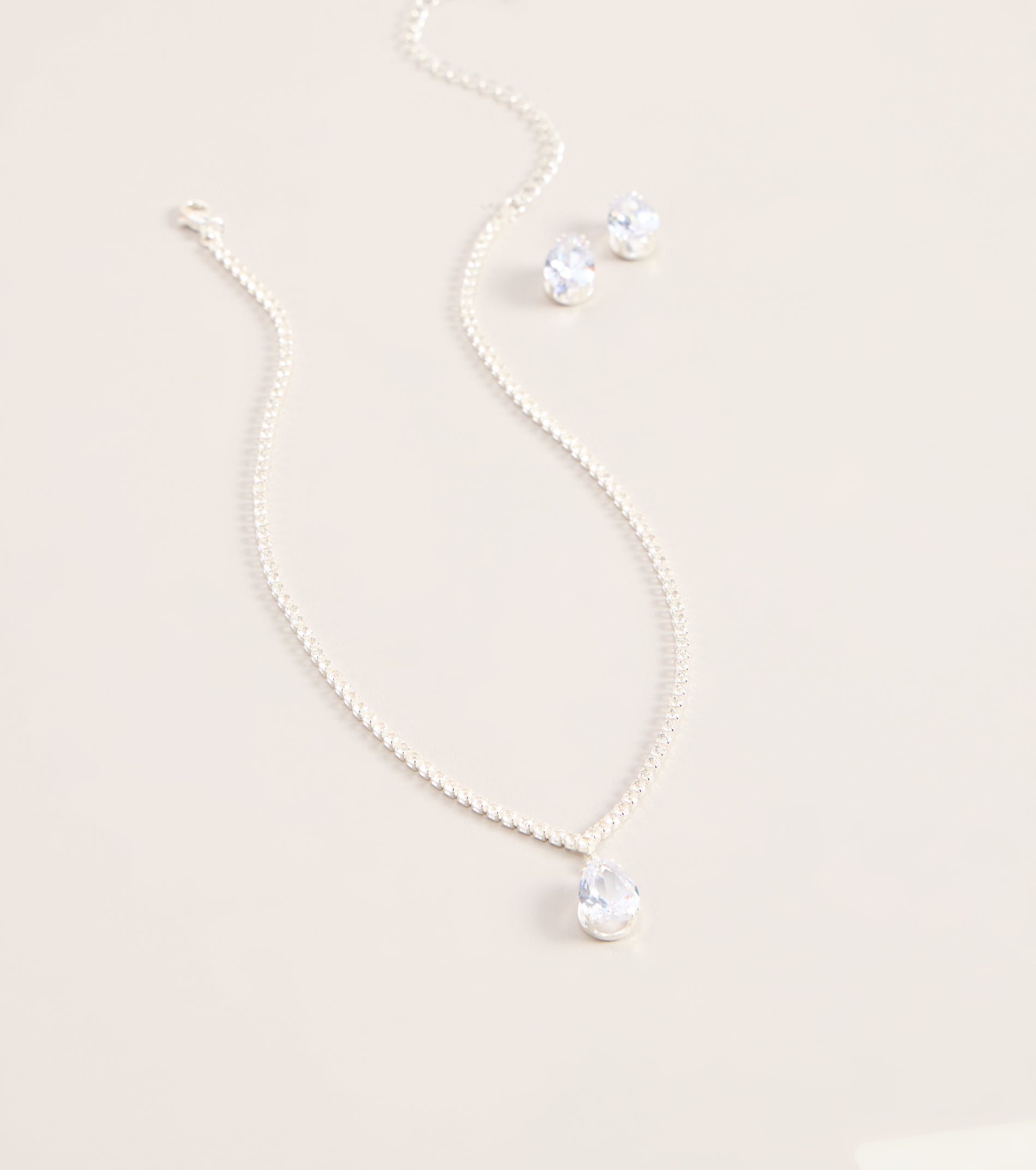 Teardrop Shine Necklace And Earrings Set