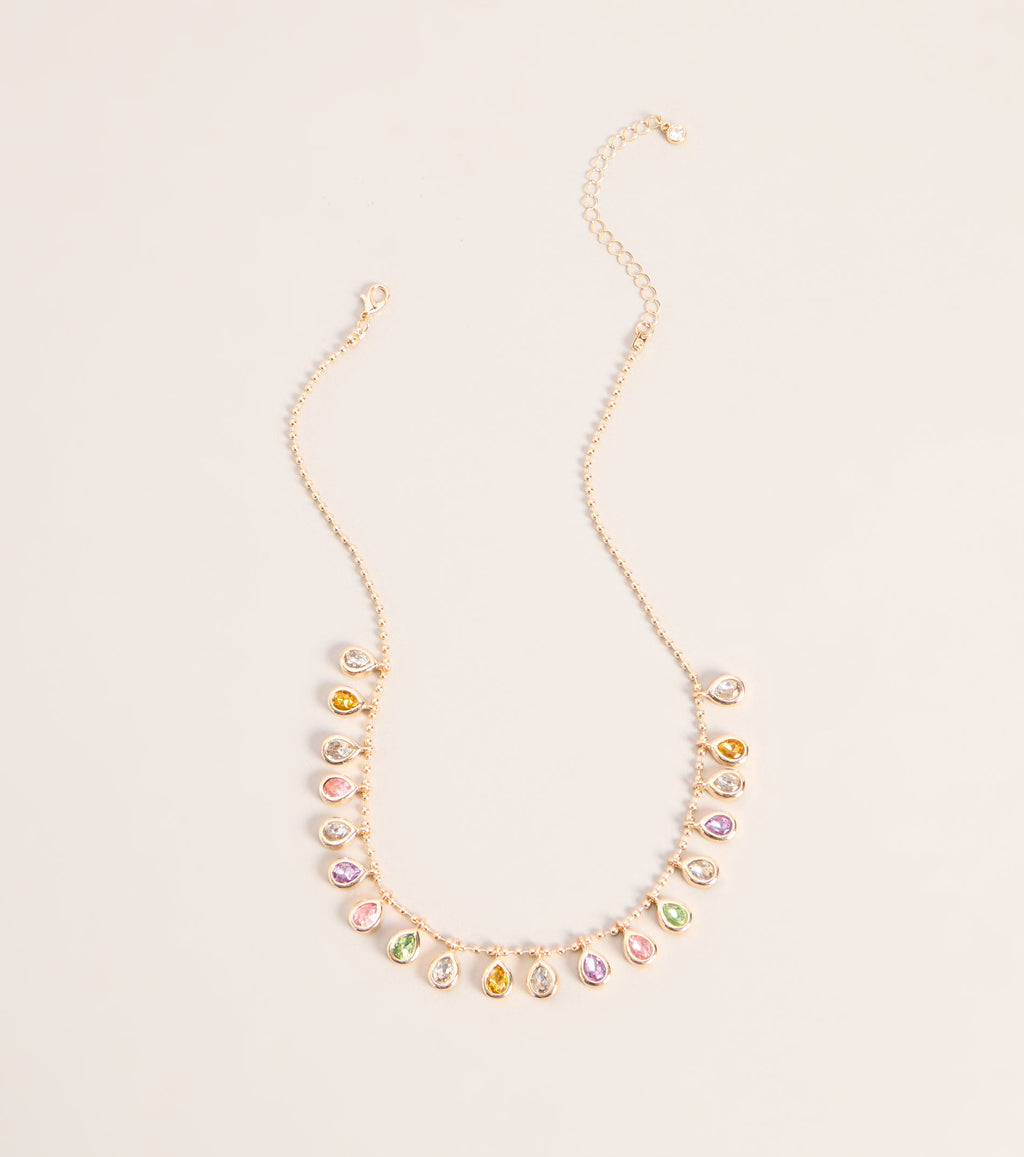 Gem Trail Teardrop Necklace
