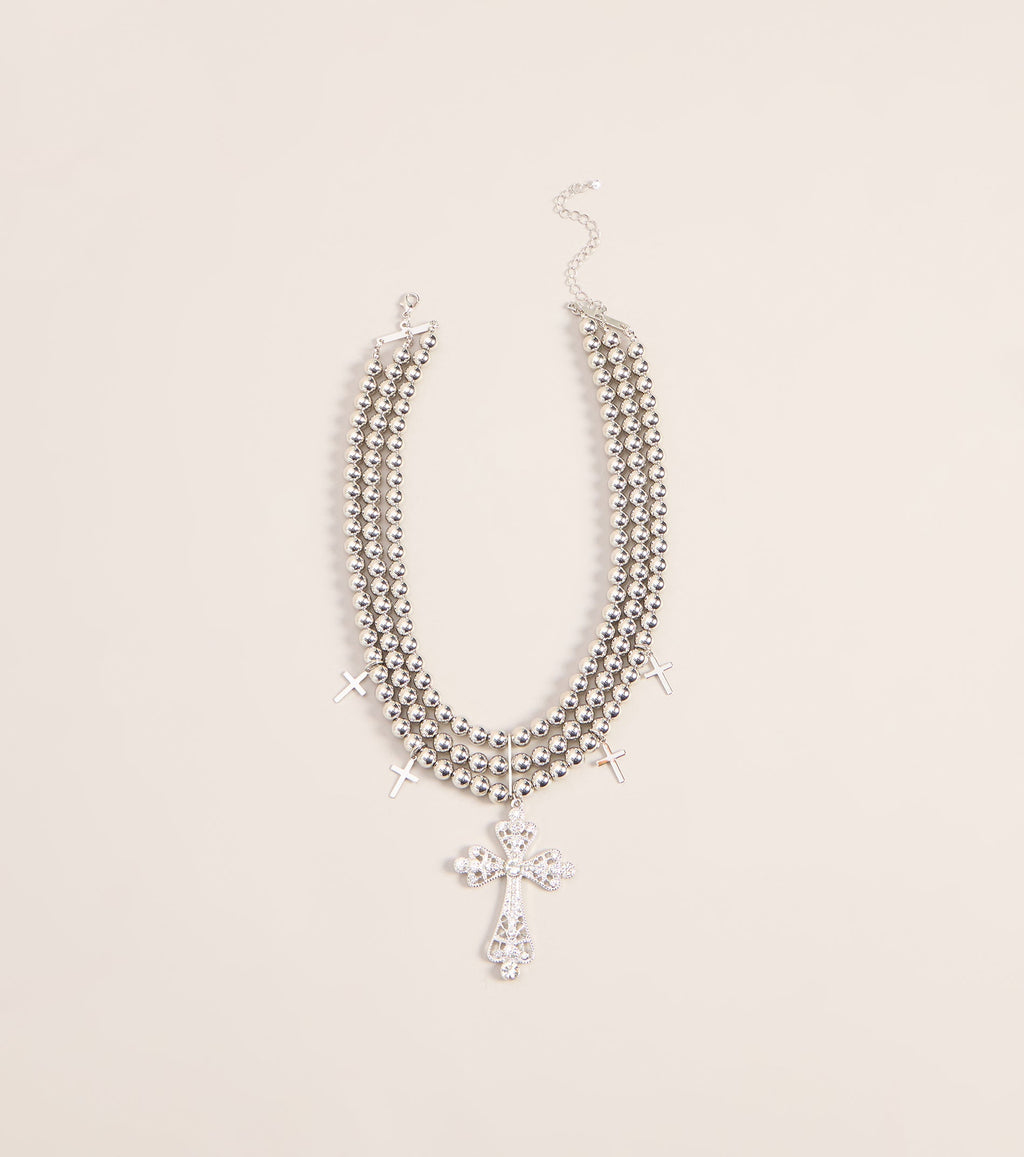 Sacred Shine Cross Beaded Necklace