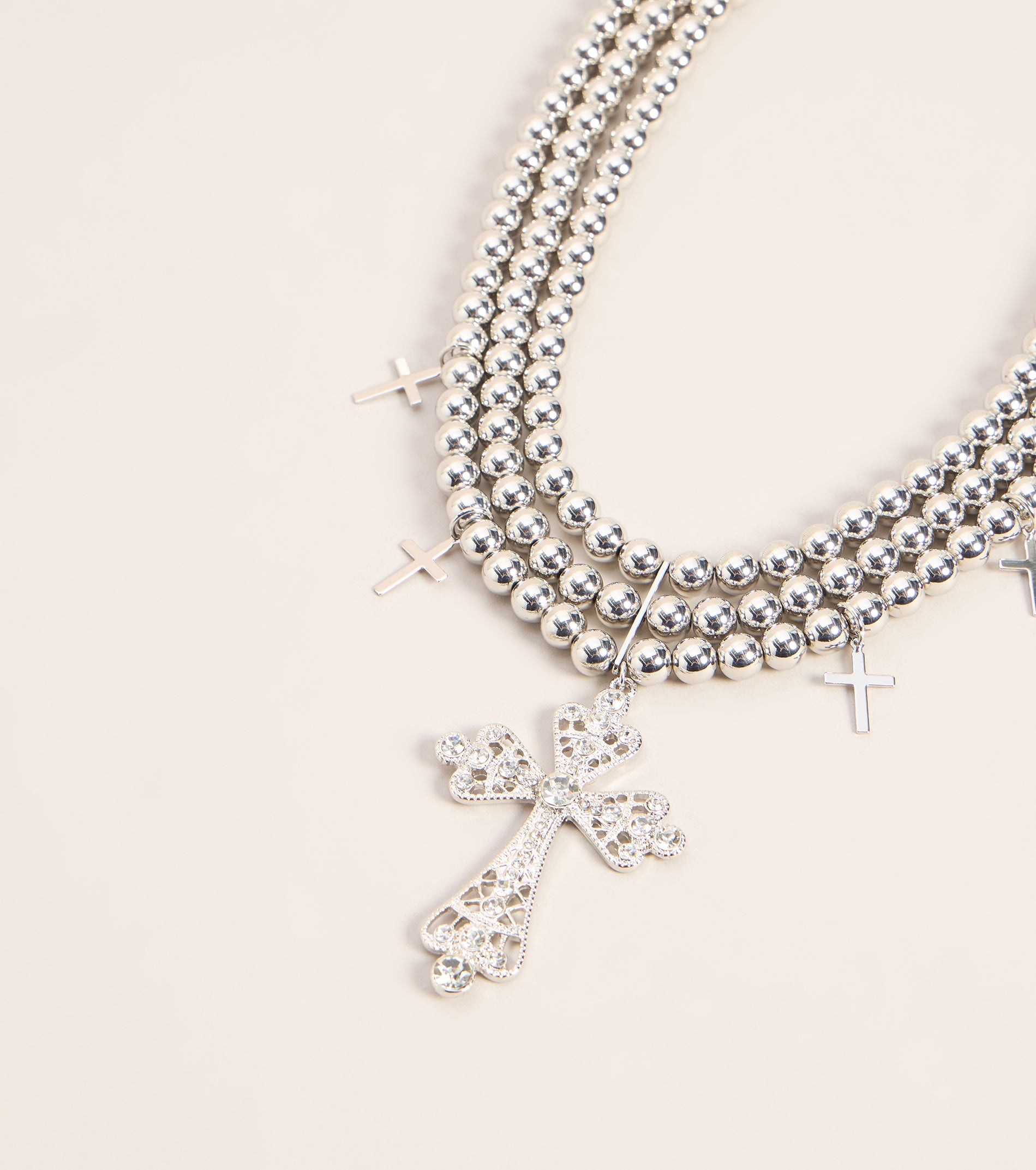 Sacred Shine Cross Beaded Necklace