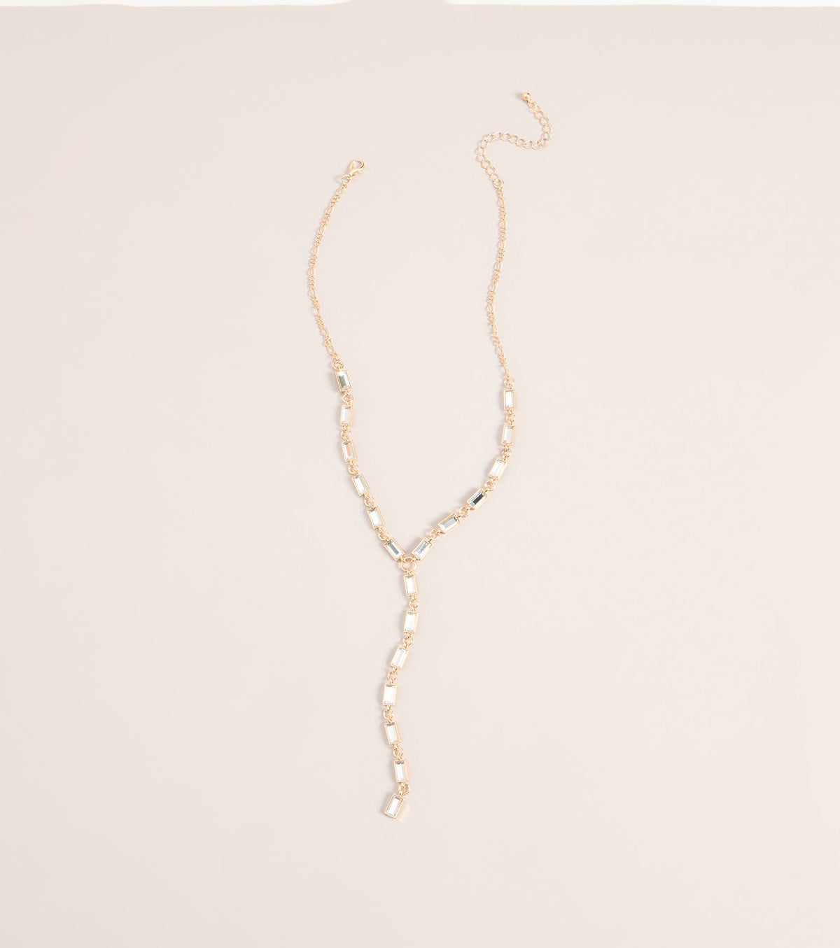Polished Glam Rhinestone Lariat Necklace