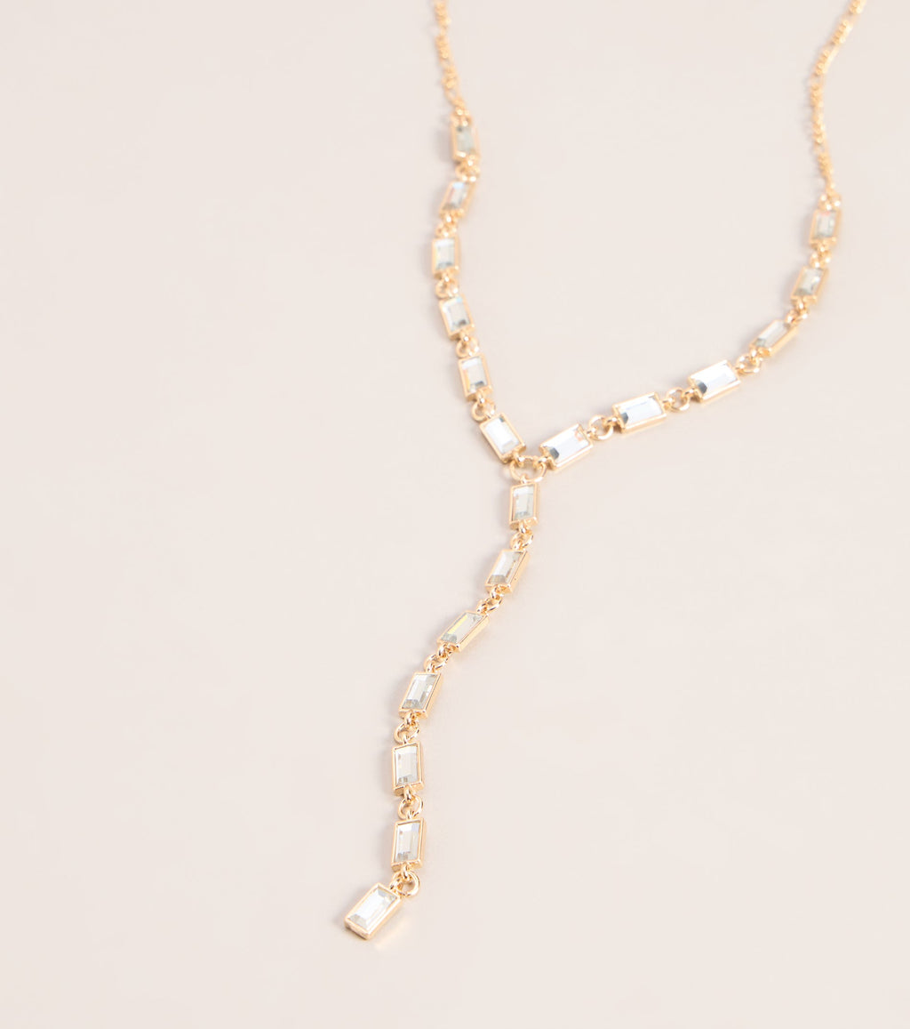 Polished Glam Rhinestone Lariat Necklace