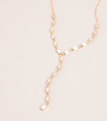 Polished Glam Rhinestone Lariat Necklace