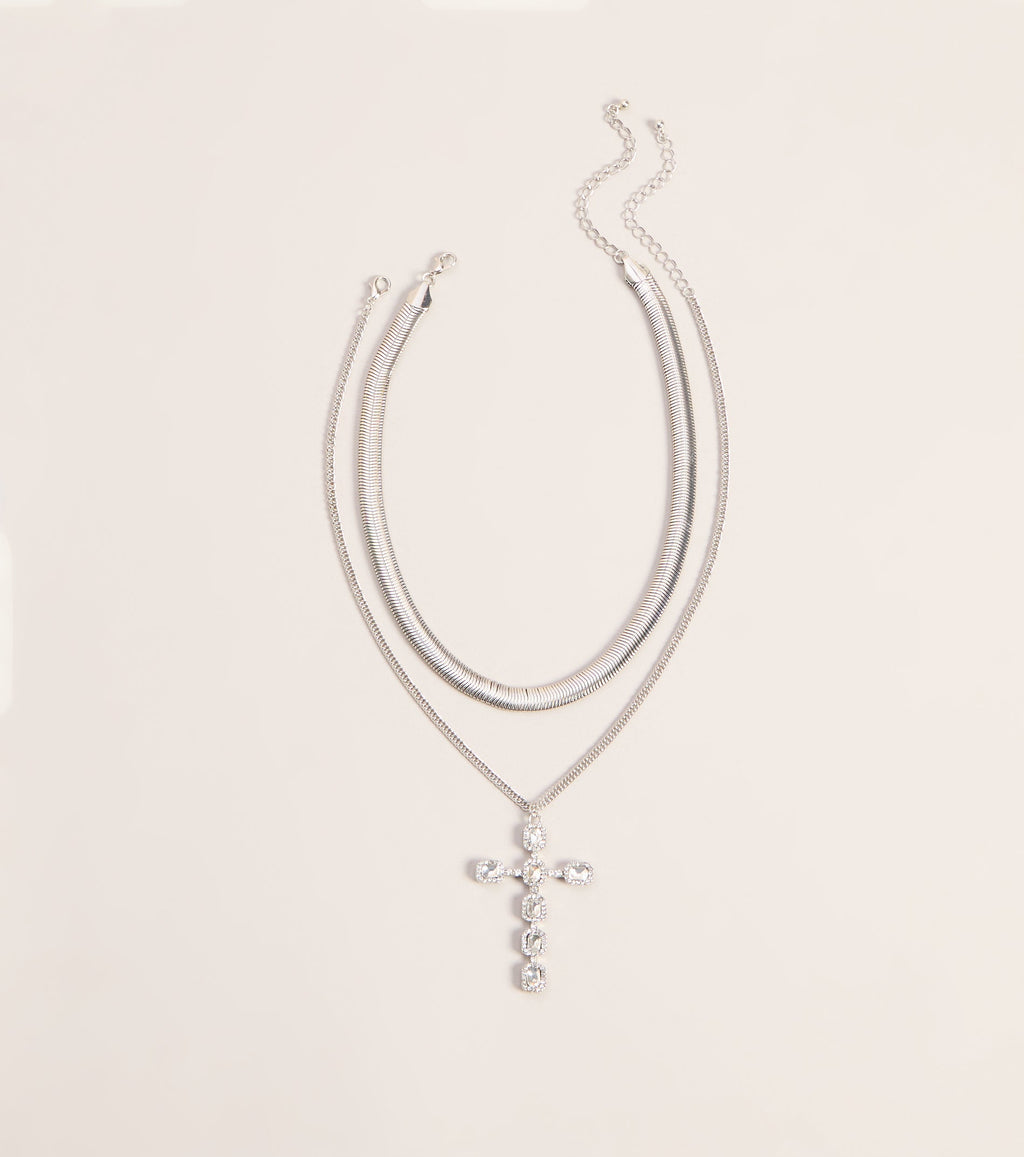 Spark Verdict Cross Necklace Set