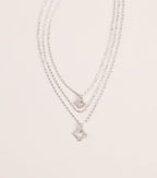 Charm Check Rhinestone Clover Necklace