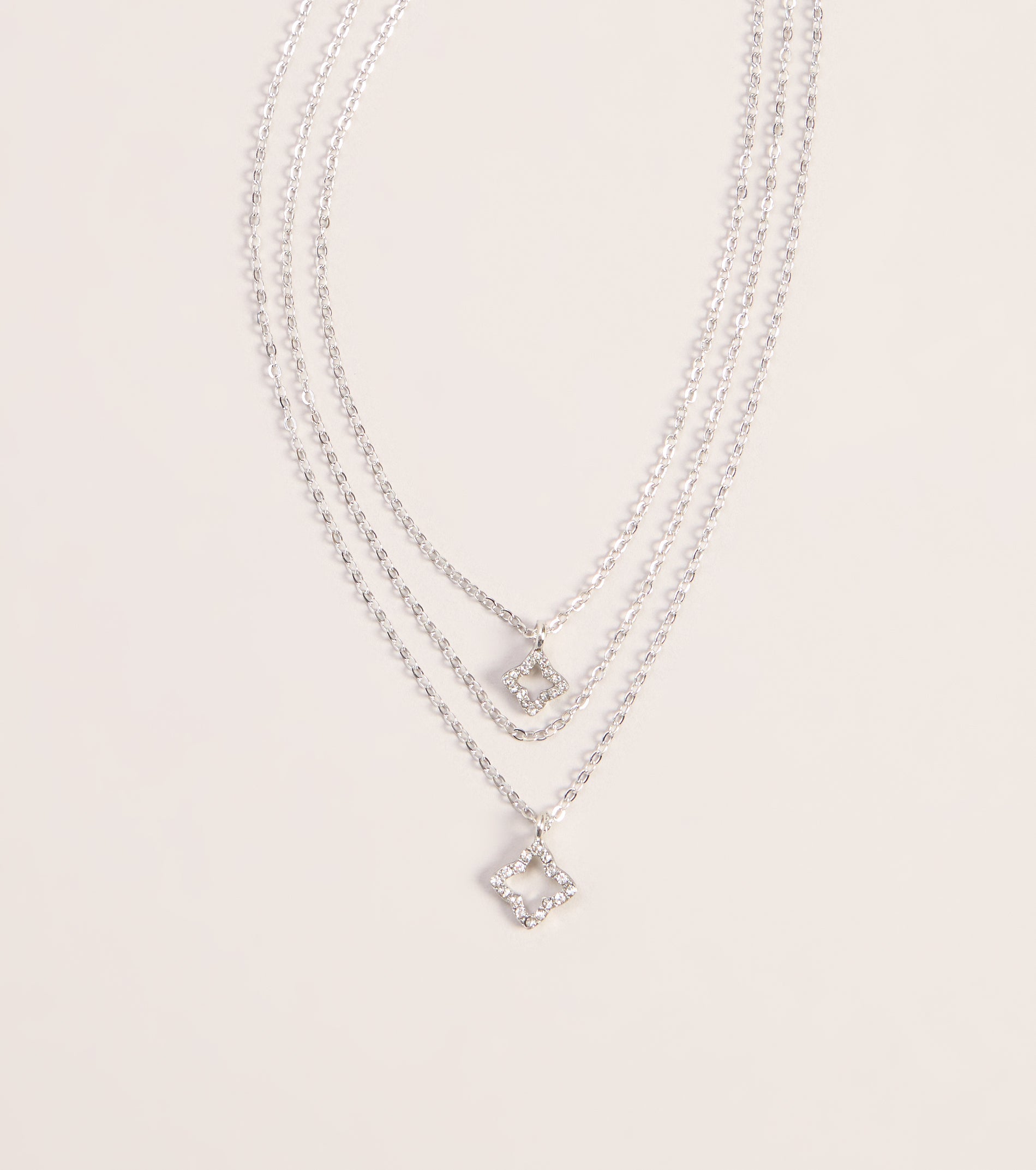 Charm Check Rhinestone Clover Necklace