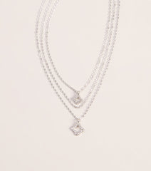 Charm Check Rhinestone Clover Necklace