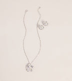 Bloom Mood Flower Necklace And Stud Earrings Set