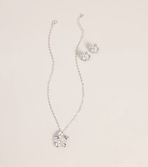 Bloom Mood Flower Necklace And Stud Earrings Set