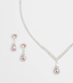 Princess Vibes Rhinestone Necklace And Earrings Set