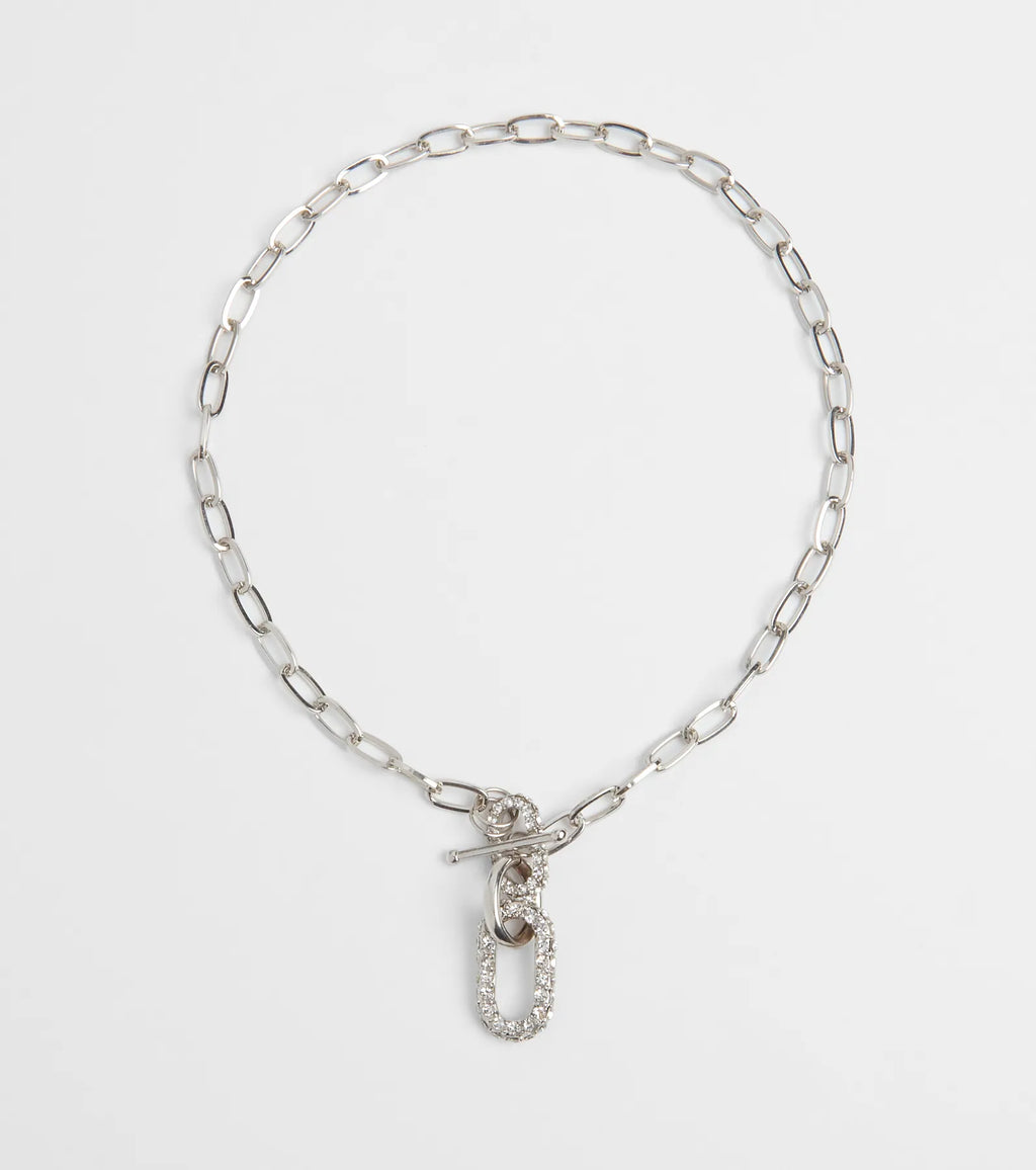 Cultivated Glam Rhinestone Chain-Link Necklace