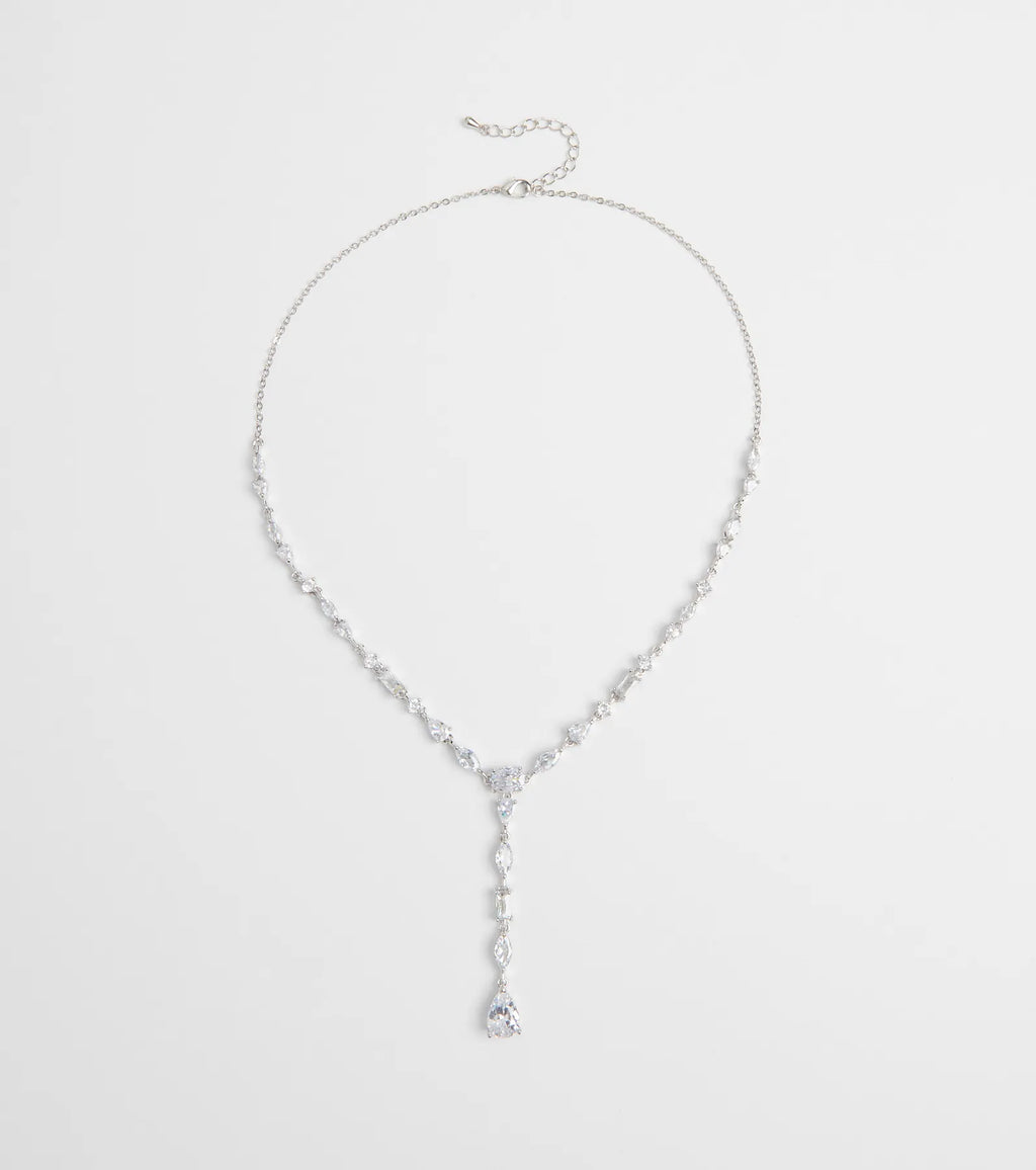 Luxe Glitz Cubic Zirconia Lariat Necklace