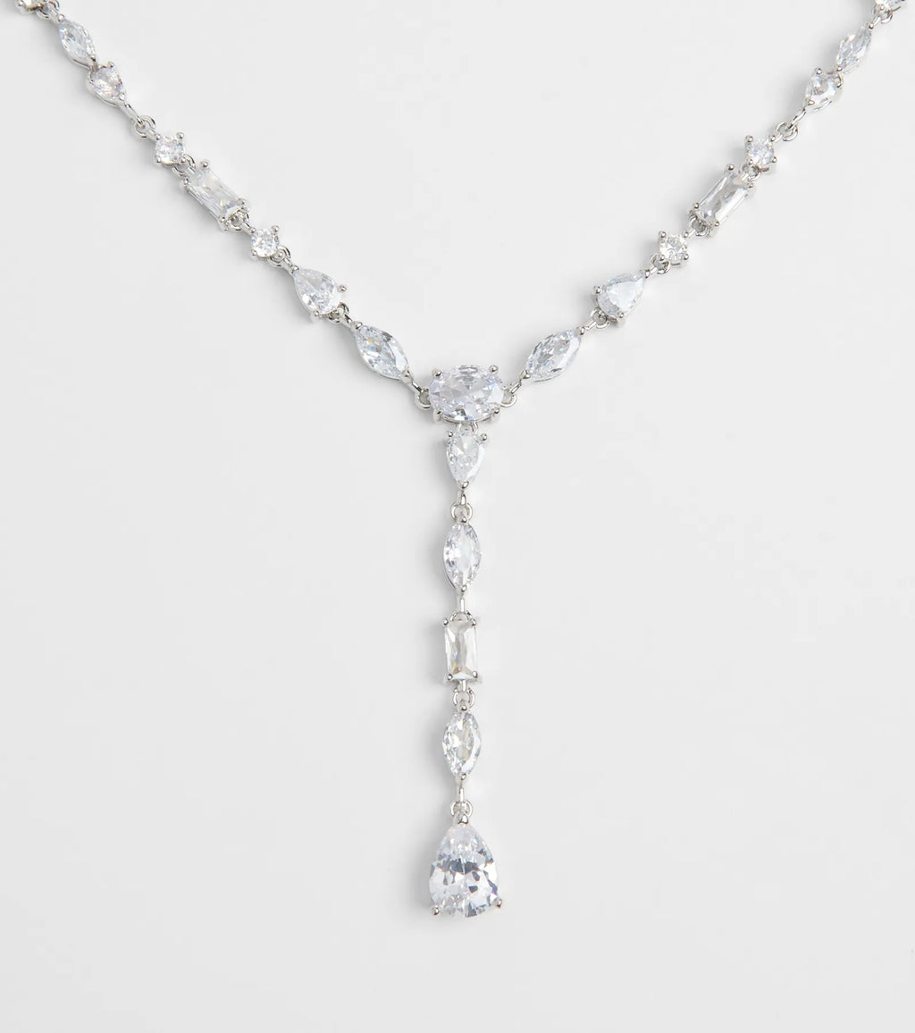 Luxe Glitz Cubic Zirconia Lariat Necklace