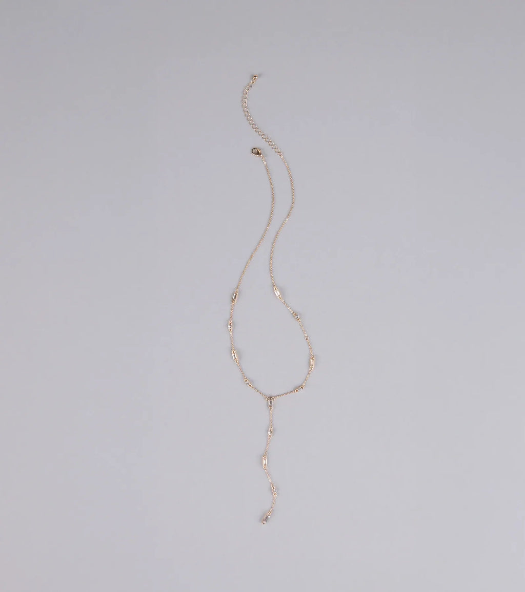 Best Version Of Me Rhinestone Lariat Necklace