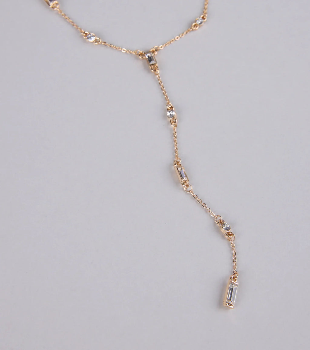 Best Version Of Me Rhinestone Lariat Necklace