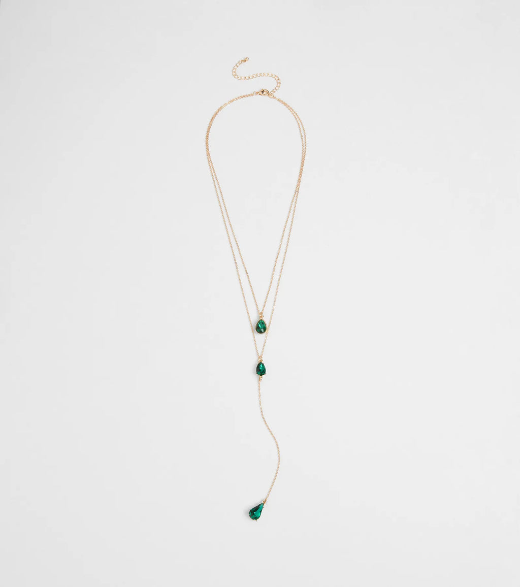 Divine By Nature Colored Rhinestone Lariat Necklace