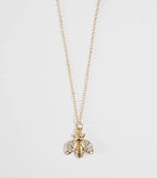Cute Glamour Rhinestone Bee Charm Necklace