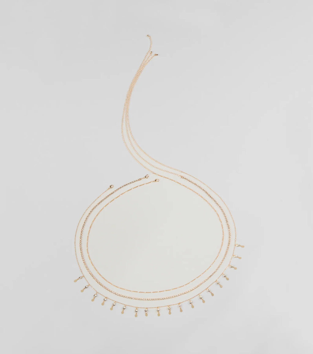 Dainty Luxe Rhinestone Layered Belly Chain