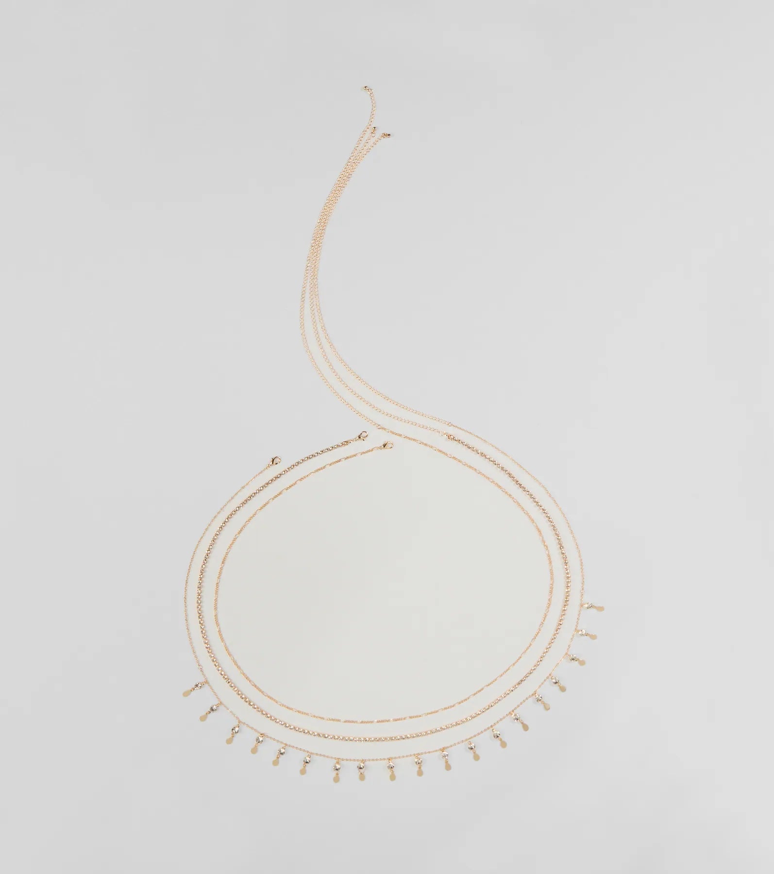 Dainty Luxe Rhinestone Layered Belly Chain