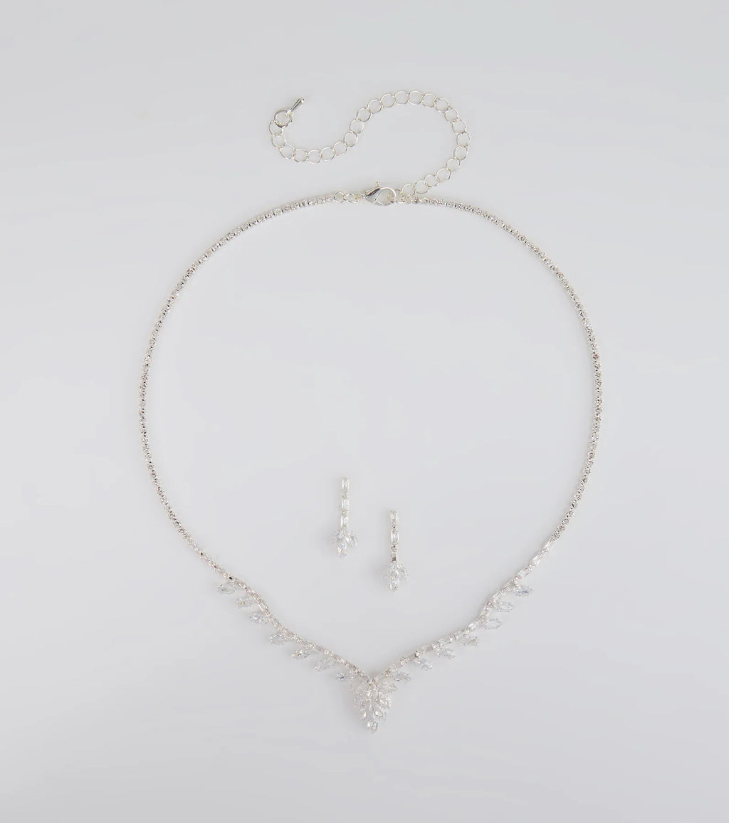 Dazzling Match Necklace And Earrings Set