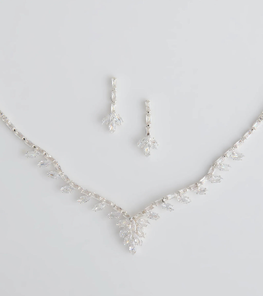 Dazzling Match Necklace And Earrings Set