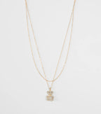 Rhinestone Teddy Bear Charm Necklace