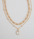 Glam Team Layered Rhinestone Charm Necklace
