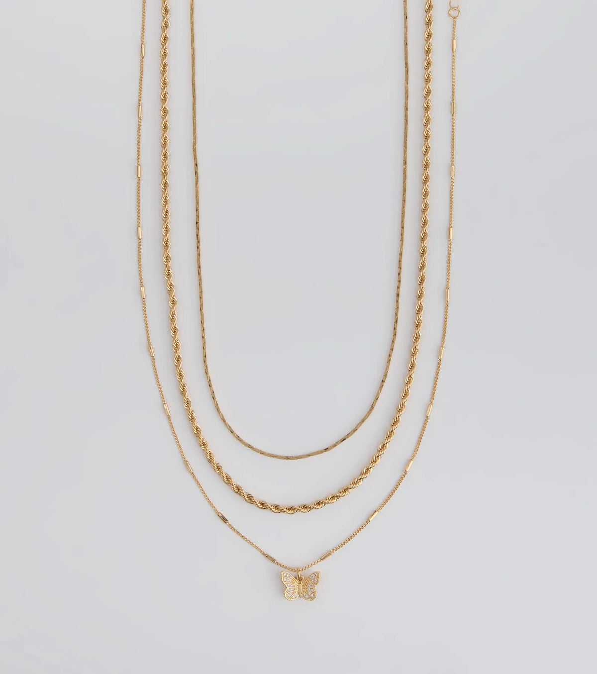 Wishing To Fly Butterfly Layered Necklace