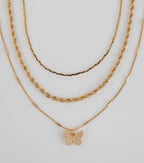 Wishing To Fly Butterfly Layered Necklace