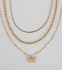Wishing To Fly Butterfly Layered Necklace