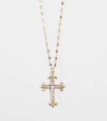 Full Of Faith Rhinestone Cross Necklace