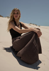 AFENDS Womens Marlow - Midi Skirt - Chocolate Check