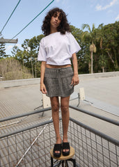 AFENDS Womens Poppi - Seersucker Mini Skirt - Steel Check