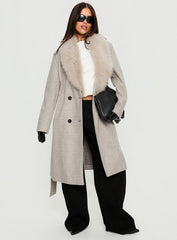 Hallyn Faux Fur Collar Coat Beige