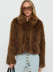 Dawnn Faux Fur Jacket Brown