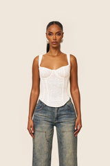 The Cinched Lace Corset in Cream