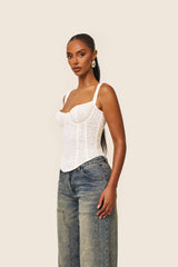 The Cinched Lace Corset in Cream